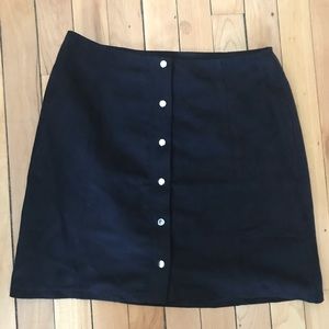 Faux suede button up skirt